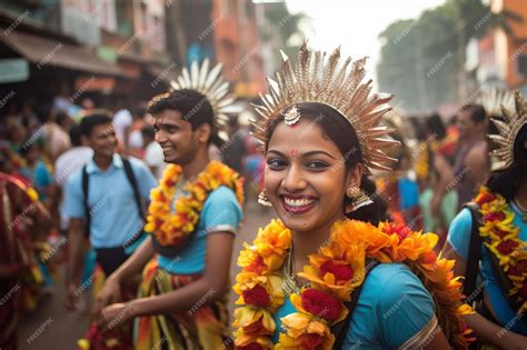 Premium AI Image | Happy dancers at Cochin carnival parade India