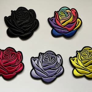 Red Rose Flower Embroidered Iron on Appliqué Patch 3 Inches Etsy