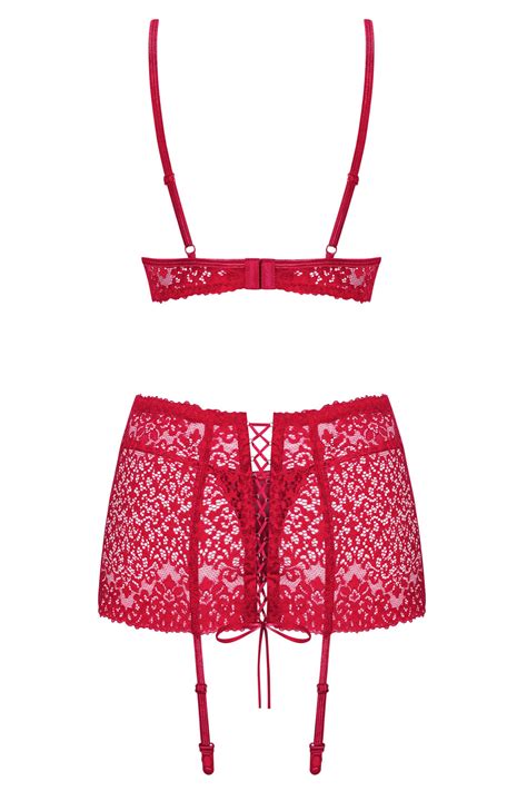 Conjunto de lingerie sutiã cinto de ligas e tanga OS WomanizHer