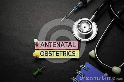 Antenatal Obstetrics Text On Sticky Notes Top View Isolated On Black