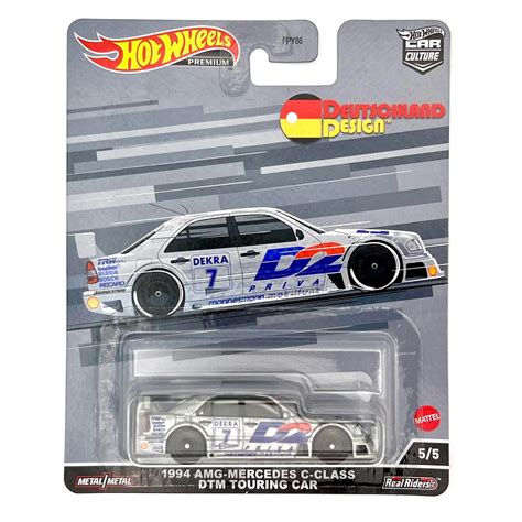 Masinuta Metalica Hot Wheels 1994 AMG Mercedes C Class DTM Touring Car Premium Gri 1 64 EMAG Ro