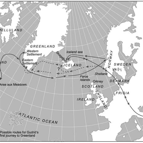 The Norse Cross the Atlantic. Routes taken by settlers to Iceland ...