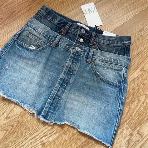 ZARA DENIM TRF MINI SKIRT SMALL SIZE UK S Depop