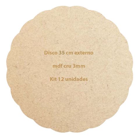 Kit Base Redonda Mdf Cru Sousplat Cm Borda Ondulada Supla