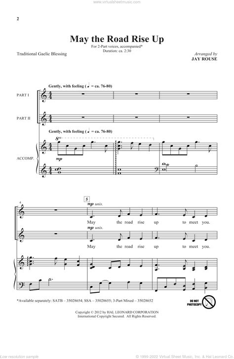 Rouse May The Road Rise Up Sheet Music For Choir Part Pdf