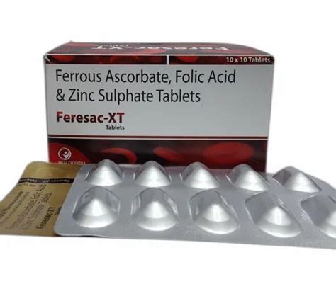 Ferrous Ascorbate Folic Acid Zinc Tablet Packaging Type Alu Alu