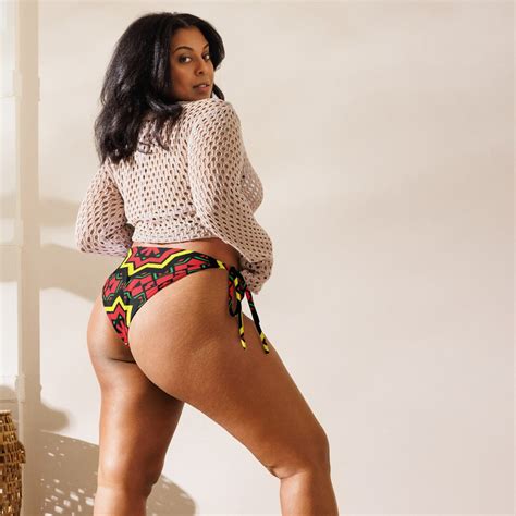 African Inspired Recycled String Bikini Bottom African Swim Print
