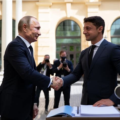 Poutine Et Zelensky Se Serrant La Main Au Tribunal Est Une Belle Sc Ne