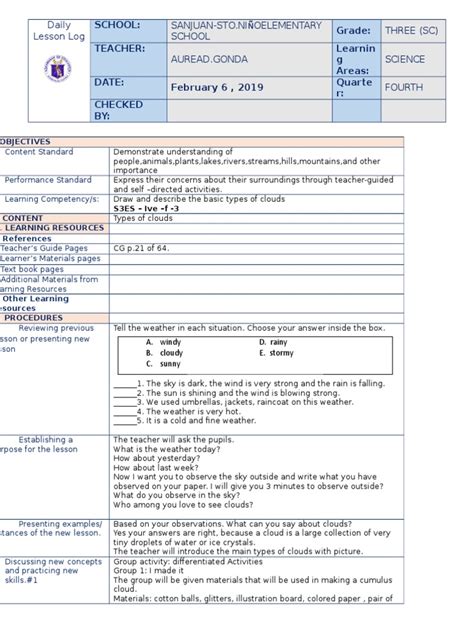 Lesson Plan Grade 3 Science 4th Quarter