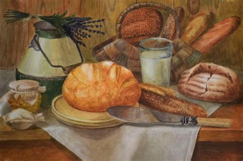 Картина «Хлеб с молоком» | Comida | Pintura decorativa, Cuadros pintura ...