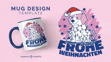 Dog With Christmas Lights Mug Design Vector Download