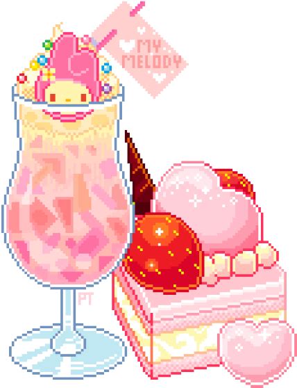 My Melody Pixel Art Kawaii Food Hd Png Download 500x6151400541