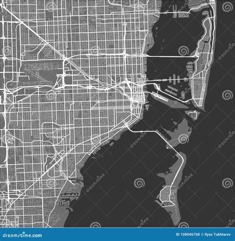Map of the City of Miami, USA Stock Vector - Illustration of miami, location: 108046708