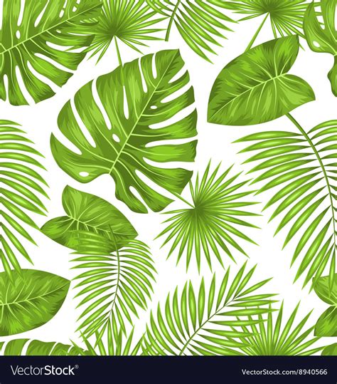 Seamless Texture With Green Tropical Leaves Vector Image