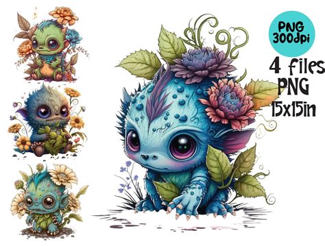 Baby Monster Clipart - Etsy