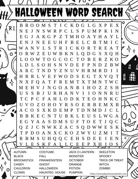 Free Printable Halloween Word Searches