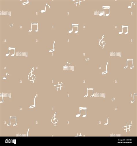 Music background with notes and symbols, white, seamless pattern Stock ...