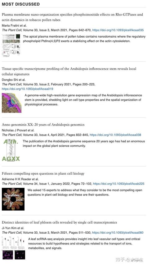 重磅！plant Cell杂志公布15篇高影响力文章，4篇来自国内学者 知乎