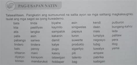 Pangkatin Ang Sumusunod Na Salita Ayon Sa Mga Salitang Magkaugnay