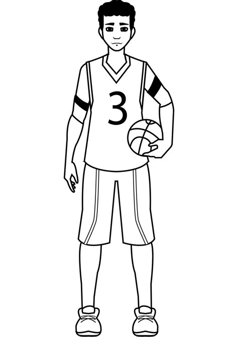 Cute Basketball Player Coloring Page Outline Sketch Drawing, 44% OFF