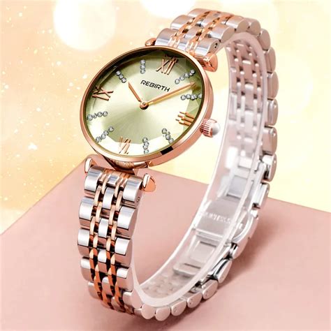 Rebirth Women Watch Top Brand Luxury Green Female Waterproof Clock