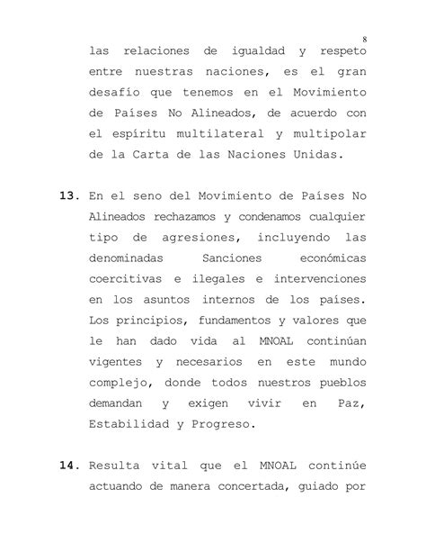 Mensaje Del Gobierno De Nicaragua En La XVIII Cumbre Del Movimiento De