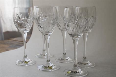 Sklo Bohemia Crystal Stemware Unused Set Water Goblets Or Wine Glasses