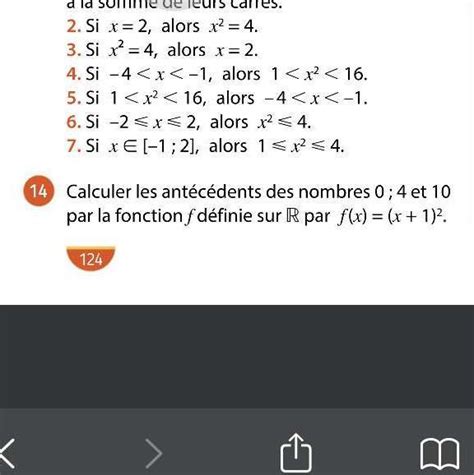 Exercice 14 Calculez les antécédents des nombres 0 4 et 10 par la