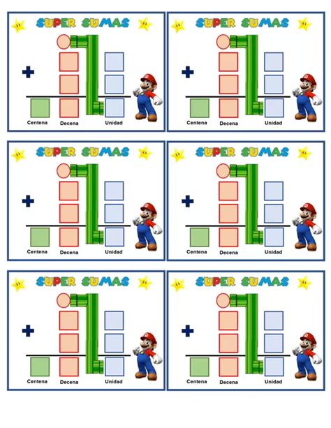 Planilla Sumas Con Reserva Mario Bros Profe Social