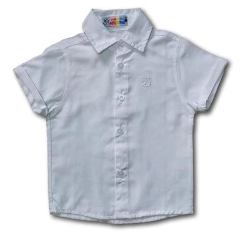 Camisa Social Infantil Masculina Branca Manga Curta mundo princípe