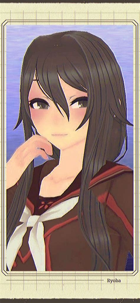 an anime character with long black hair and brown eyes
