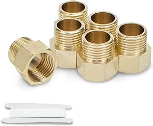 Bwintech 2 Pcs 1 2 Female To 1 2 Male BSP Thread Brass Hex Reducing