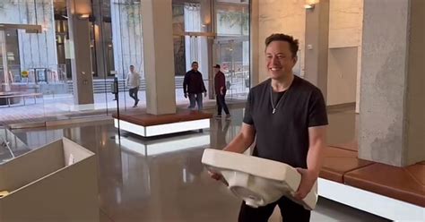 Elon Musk Calls Himself Chief Twit As Hes Snapped Carrying A Sink