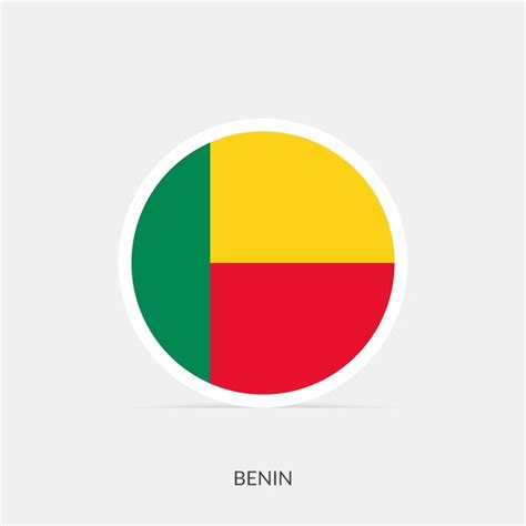 Ícone de bandeira redonda do benin sombra Vetor Premium