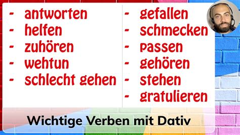 Wichtige Verben Mit Dativ Important Verbs With Dative 5 Minuten