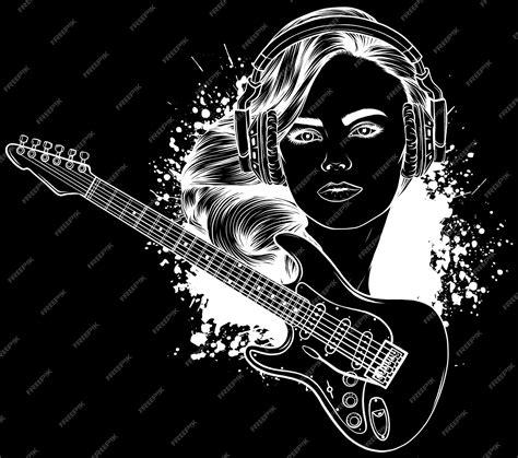 Premium Vector | Outline electric guitar line art