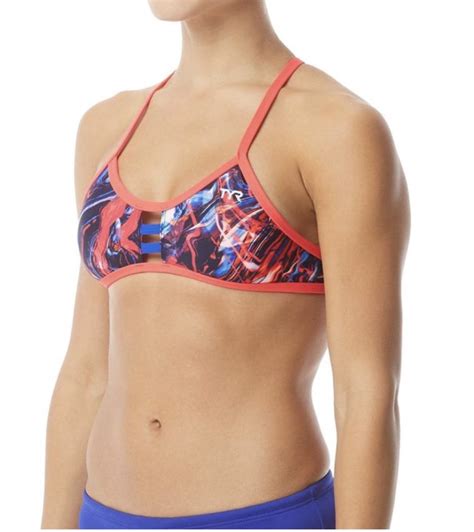 Tyr Penello Pacific Tieback Bikini Top Red White Blue Wyvern Swimwear