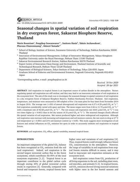 Pdf Seasonal Changes In Spatial Variation Of Soil Respiration In Dry