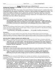 DBQ Causes Of WWII Docx Name WHAP Date Causes Of World War II