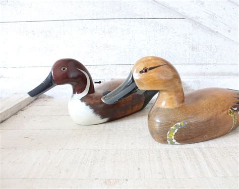 Vintage 1970s Wood Duck Decoys Pair of Pintail Duck Decoys Decorative ...