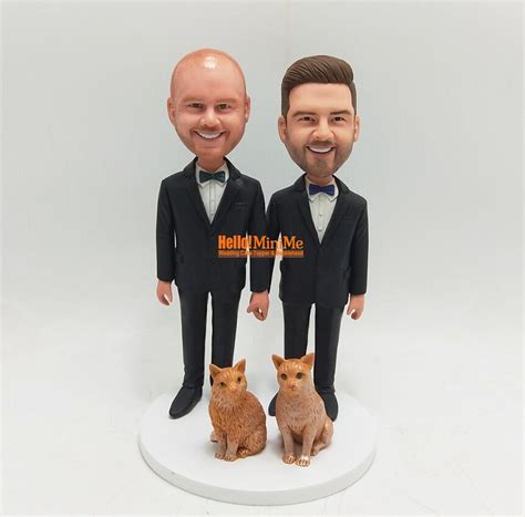 Gay Men Bobblehead Same Sex Cake Toppers Custom Gay Wedding Cake Topper Custom Bobbleheads Gay