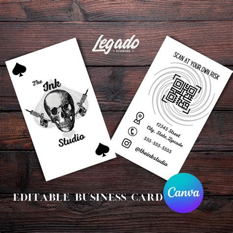 Tattoo Business Card Digital Business Card Editable Business Card ...