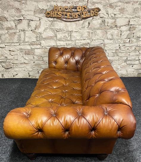 Tetrad Oskar Chesterfield Seater Sofa Tan Buffalo Hide Leather Ebay