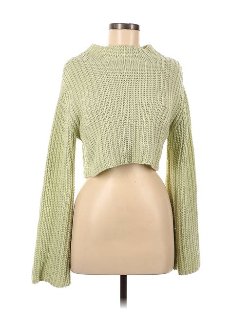 Shein 100 Acrylic Color Block Solid Green Pullover Sweater Size M 40