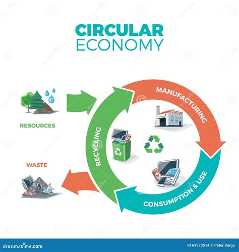 Ejemplo Circular De La Economía Ilustración Del Vector Ilustración De Compartimiento Verde