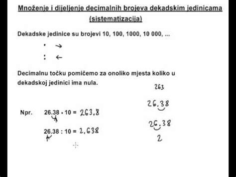 Množenje i dijeljenje decimalnih brojeva dekadskim jedinicama ...