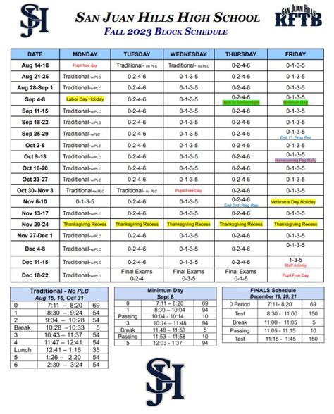 San Juan Hills High School Bell And Block Schedule