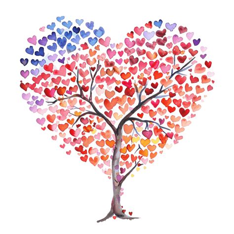 watercolor love tree valentine love tree heart tree valentines day