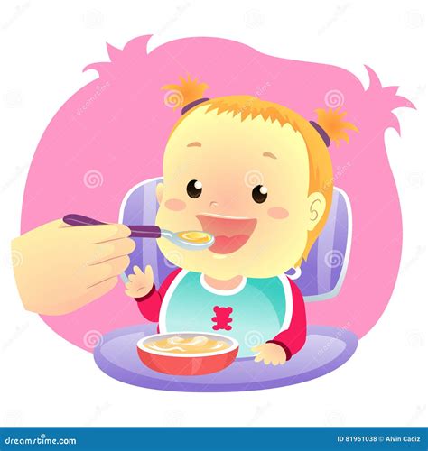 Pequeño Bebé Que Come Comiendo La Sopa Ilustración del Vector