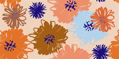 Premium Vector Seamless Pattern Beautiful Abstract Flowers Vector